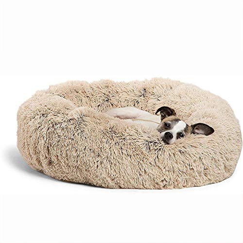 Sanft Plüsch Hundebett, Rutschfest Doughnut-Form Große Hundebett, Waschbar Bett für Katze, Hundekissen Flauschig Haustierbett, Runden Katzenbett, Weich Warm Haustierbett, Wunderschönen Haustierbett von SHADOWIN