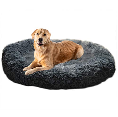 Weich Dauerhaft Hundebett, Rund Hundekissen, XL Hundesofa Katzenbett Donut, Tragbare Warme Weiche Bequeme Hundehütte, Feuchtigkeitsbeständig, Hundekörbchen Waschbar, XXL Flauschige Haustierbett von SHADOWIN