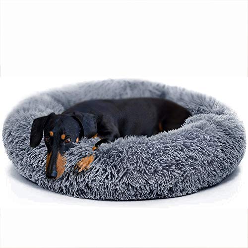 XL/XXL Donut Hundebett, Weiches Plüsch Haustierbett, Rundes Hundesofa mit Rutschfeste Unterseite, Feuchtigkeitsbeständig, Dauerhaft, Hundekörbchen Waschbar, Wunderschönen Deluxe Round Hundebett von SHADOWIN