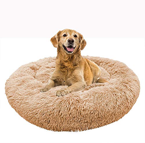 XL/XXL Donut Hundebett, Weiches Plüsch Haustierbett, Rundes Hundesofa mit Rutschfeste Unterseite, Feuchtigkeitsbeständig, Dauerhaft, Hundekörbchen Waschbar, Wunderschönen Deluxe Round Hundebett von SHADOWIN