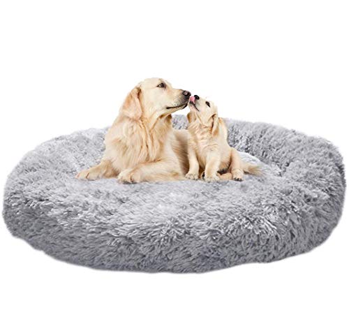 XL/XXL Donut Rund Hundebetten, Plüsch Haustierbett, Hundesofa Katzenbett, Warm Weich Schlafen Bett zum Katzen und Große Hunde, Rutschfestes Waschbar, Feuchtigkeitsbeständig Große Haustierbett von SHADOWIN