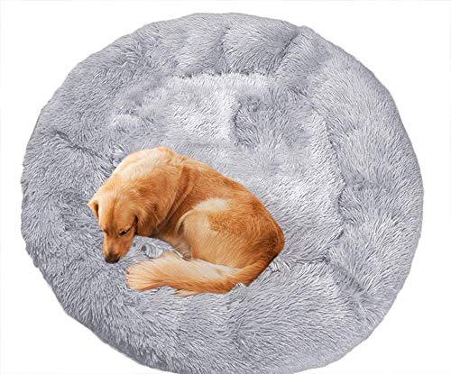 XL/XXL Haustierbett für Katzen und Hunde, Rundes Plüsch Hundebett, Katzenbett in Doughnut-Form, Flauschiges kuscheliges Hund Schlafbett, Große Mittelgroße Hundebett, Maschinenwaschbar Haustierbett von SHADOWIN