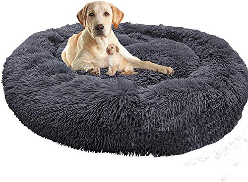 XL Weich Bequem Tierbett, Katzenbett, Hundesofa Flauschig, Waschbar, Feuchtigkeitsbeständig, Haustierbett für Katzen und Hunde, Rundes Plüsch Hundebett, Rutschfest, Nützlich Hundebett im Doughnut-Form von SHADOWIN