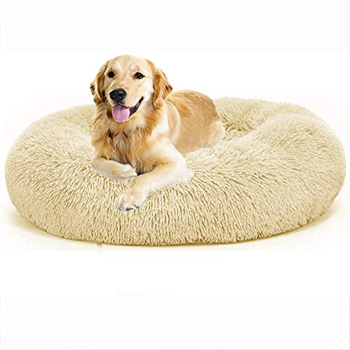 XXL Deluxe Round Pet Bett, Plüsch Haustierbett für Hunde und Katzen, Rutschfest Große Hund Bett, Flauschige Haustierbett, XL Plüsch Weich Runden Hund Schlafen Bett, Haustierbett für Katzen/Hunde von SHADOWIN