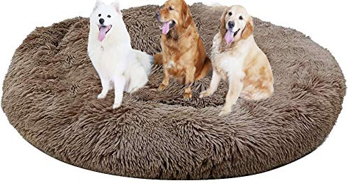 XXL Deluxe Round Pet Bett, Plüsch Haustierbett für Hunde und Katzen, Rutschfest Große Hund Bett, Flauschige Haustierbett, XL Plüsch Weich Runden Hund Schlafen Bett, Haustierbett für Katzen/Hunde von SHADOWIN