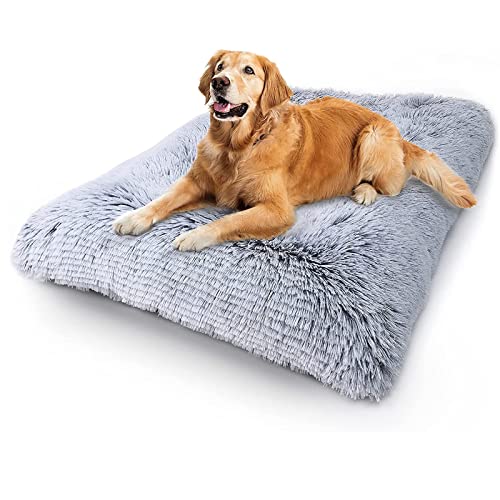 Hundebett Kistenunterlage, Deluxe Plüsch Weiche Haustierbetten, Waschbares Rutschfestes Hundekistenbett Für Große Mittelgroße Hunde Und Katzen, Hundematten Fulffy Kennel Pad (L(100*70*10cm)) von SHAIYOU