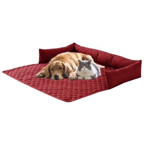 SHAIYOU Hunde Schlafsofa Kissen, Wasserdichter Rutschfester Haustier Möbelschutz, Weiche Schlafunterlage Für Große Katzen Und Hunde, Hundebett Für Schlafsofa (75 * 120cm,Red) von SHAIYOU