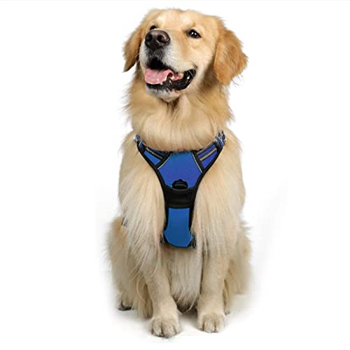 SHAIYOU Hundegeschirr, No-Pull-Tiergeschirr Mit 2 Leine-Clips, Verstellbare, Weich Gepolsterte Hundeweste, Reflektierende No-Choke-Oxford-Weste Für Hunde Mit Easy Control-Griff Für Hunde (M,Blau) von SHAIYOU