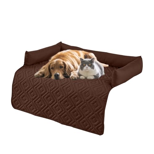 SHAIYOU Hundesofa Bettkissen, Rhombus Gitter Anti Rutsch Haustier Möbelschutz, hydrophobe weiche große Katze Hund Haustier Schlafunterlage (75 * 120cm,Brown) von SHAIYOU