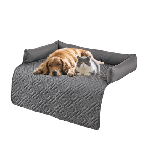 SHAIYOU Hundesofa Bettkissen, Rhombus Gitter Anti Rutsch Haustier Möbelschutz, hydrophobe weiche große Katze Hund Haustier Schlafunterlage (75 * 120cm,Grey) von SHAIYOU