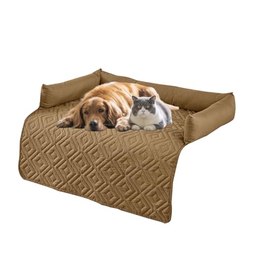 SHAIYOU Hundesofa Bettkissen, Rhombus Gitter Anti Rutsch Haustier Möbelschutz, hydrophobe weiche große Katze Hund Haustier Schlafunterlage (75 * 120cm,Khaki) von SHAIYOU