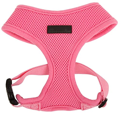 SHAIYOU Weiches Hundegeschirr No Choke über Dem Kopf Dreilagiges Atmungsaktives Mesh Verstellbarer Brustgurt Und Schnellverschluss-Schnalle (XL,Rosa) von SHAIYOU