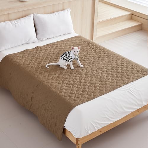 SHAIYOU wasserdichte Hundedecke, Bettbezüge Waschbare, Wasserabweisende rutschfeste Weiche Hundehaustierdecke, Für Möbel, Bett, Couch, Sofa (100 * 127cm,Khaki) von SHAIYOU