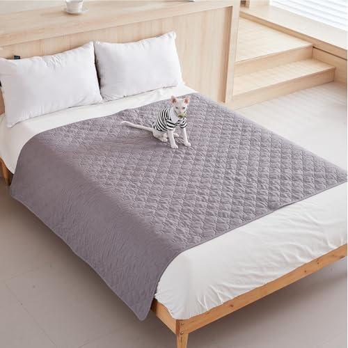 SHAIYOU wasserdichte Hundedecke, Bettbezüge Waschbare, Wasserabweisende rutschfeste Weiche Hundehaustierdecke, Für Möbel, Bett, Couch, Sofa (75 * 180cm,Light Gray) von SHAIYOU