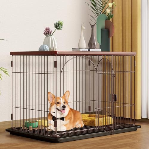 Beistelltisch Hundekiste,Möbel Kisten Für Hunde Indoor,Hundekiste Endtisch,Hundekäfig Möbel Mit Abnehmbarem Tablett,Hundekisten Für Große Mittlere Hunde von SHANGDAOYU