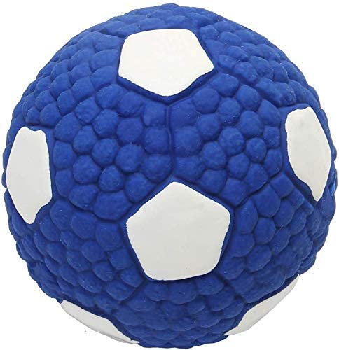 SHANGUP Hundeball Quietschend Hundespielzeug für kleine,mittelgroße und große Hunde unzerstörbares Kauspielzeug für Zähne Reinigungsball für Aggressive Kauer (Blauer Fußball) von SHANGUP