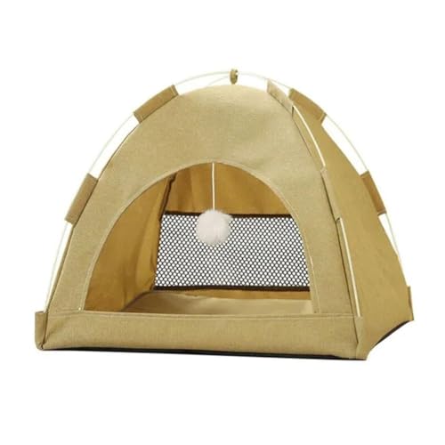 Katzenzelt für den Innenbereich, Haustier-Tipi-Haus mit Kissen, atmungsaktives Höhlenbett, geeignet für Welpen, Häschen und Kleintiere (Gelb) von SHANGYU