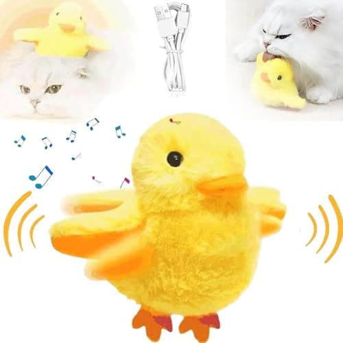 SHANGYU Cat Toys Wiederaufladbare Flapping Duck, 2024 Neue Flapping Duck Katzenspielzeug, Interaktives Katzenspielzeug mit lebensechtem Quackgeräusch Lustiges Kitty Katzenminze Spielzeug für von SHANGYU