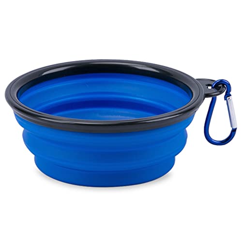 SHAPLE Schüssel Folding Dog Bowl Silicone Pet Bowl Outdoor Travel Portable Dog Bowl Pet Water Bowl Puppy Food Container Feeder Dishes Bowl. (Color : Blue) von SHAPLE