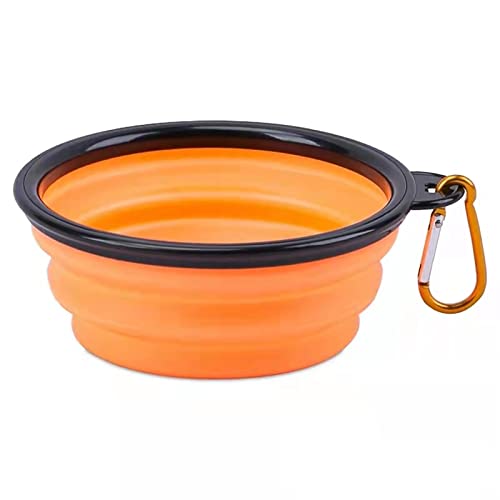 SHAPLE Schüssel Folding Dog Bowl Silicone Pet Bowl Outdoor Travel Portable Dog Bowl Pet Water Bowl Puppy Food Container Feeder Dishes Bowl. (Color : Orange) von SHAPLE