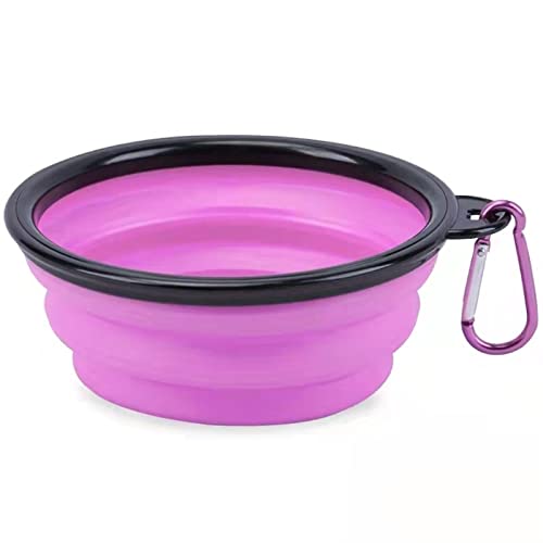 SHAPLE Schüssel Folding Dog Bowl Silicone Pet Bowl Outdoor Travel Portable Dog Bowl Pet Water Bowl Puppy Food Container Feeder Dishes Bowl. (Color : Purple) von SHAPLE