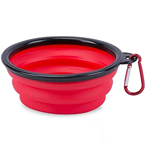 SHAPLE Schüssel Folding Dog Bowl Silicone Pet Bowl Outdoor Travel Portable Dog Bowl Pet Water Bowl Puppy Food Container Feeder Dishes Bowl. (Color : Red) von SHAPLE