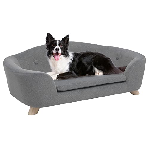 SHAVI Großes Katzensofa, 88,9 cm breite Hundesofa für große und mittelgroße Katzen und Hunde, Haustiersofa mit niedriger Rückenlehne und waschbarem Kissen, luxuriöses Samt-Liegebett mit rutschfester von SHAVI