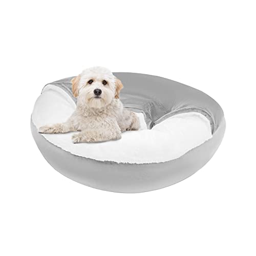 SHAVI Kleine Hundebetten & Katzenhöhle Bett mit Kapuze, runde Betten für kleine, mittelgroße Haustiere, beruhigendes Haustierbett, maschinenwaschbar, abnehmbar, 50.8 cm (klein, grau) von SHAVI