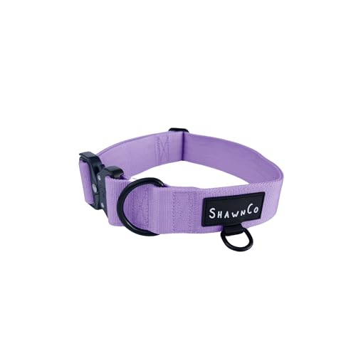 ShawnCo Basecamp Hundehalsband, verstellbar, strapazierfähig, Nylon, taktisches Hundehalsband mit Metallschnalle für mittelgroße und große Hunde (ICY Lilac, L) von SHAWNCO