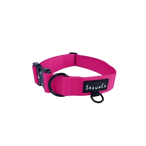 ShawnCo Basecamp Hundehalsband, verstellbar, strapazierfähig, Nylon, taktisches Hundehalsband mit Metallschnalle für mittelgroße und große Hunde (Orchidee, L) von SHAWNCO