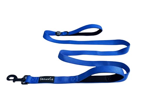 ShawnCo Dream Walk Hundeleine, Premium-Nylon-Haustierleine mit weichem Neopren-Griff für kleine, mittelgroße und große Hunde, Electric Blue, M/L, 1,8 m mit 2 Griffen) von SHAWNCO