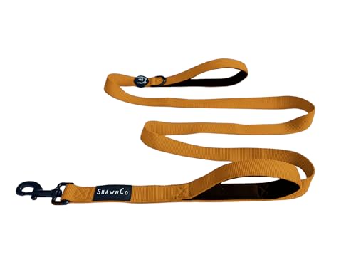 ShawnCo Dream Walk Hundeleine, Premium-Nylon-Haustierleine mit weichem Neopren-Griff für kleine, mittelgroße und große Hunde, Sunset Orange, M/L, 1,8 m mit 2 Griffen) von SHAWNCO