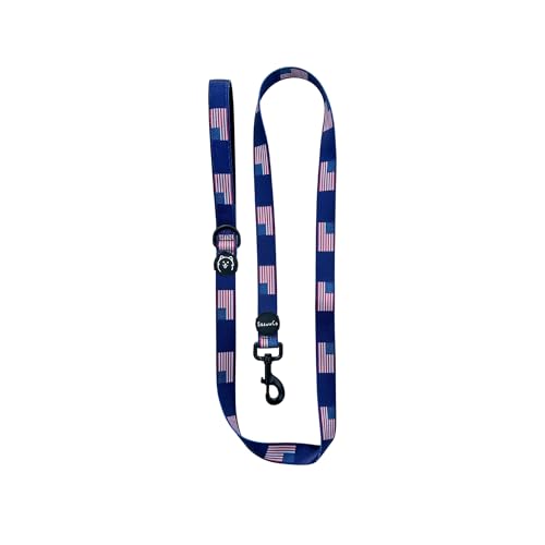 ShawnCo Dream Walk Hundeleine, Premium-Nylon-Haustierleine mit weichem Neoprengriff für kleine, mittelgroße und große Hunde (USA-Flagge, klein) von SHAWNCO