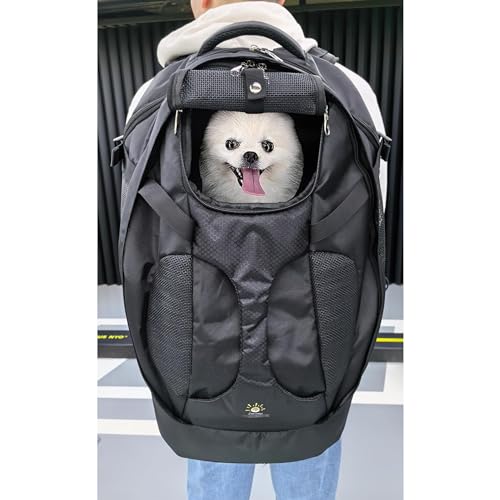 Großer Haustier-Reiserucksack für Hunde und Katzen, geeignet für lange Reisen, mit Sicherheitsleine, mehr große Belüftung, doppellagige Struktur von SHCiHui