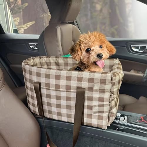 Haustier Sicherheit Booster Sitz, Mittelkonsole Autositz für kleine Hunde Katzen, Welpen-Armlehne Booster Sitz, Haustier Waschbare Reise-Armlehnen Betttasche, Abnehmbarer Hund Autositz für kleine von SHEKAKO