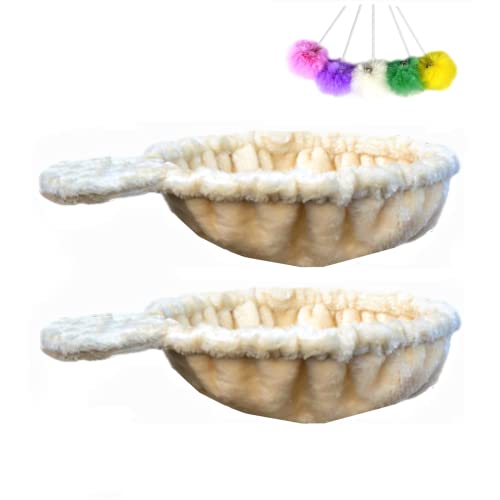 SHENGOCASE 2er-Pack 33 cm Beige Katzenbaum Turm Ersatzkorb Liege Hängematte Bett, 5 Stück Hängende Pom-Pom-Spielzeug mit elastischen Schnüren, Katzenbaum-Zubehör, Hängematten-Befestigung von SHENGOCASE