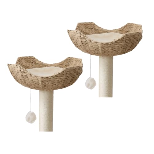 SHENGOCASE 2er-Pack 45,7 cm großer Katzenturm Baum Zubehör Ersatzteil Korb Bett handgewebte Rattan Katzenbett Nest Schüssel mit weichem Kissen von SHENGOCASE