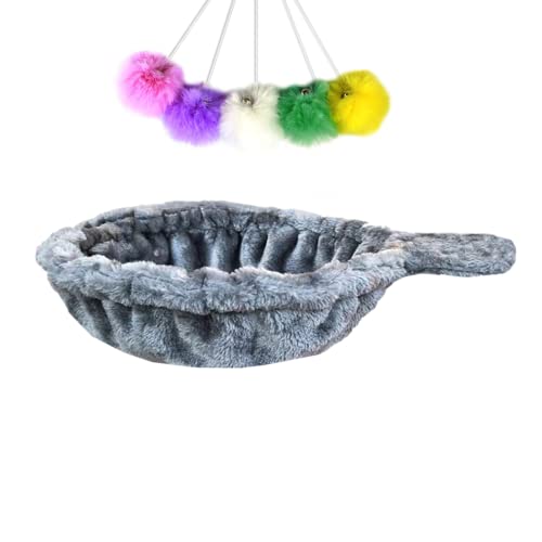 SHENGOCASE 33 cm grauer Korb, Liegematte, Bett für Katzenbaum, Turm, Ersatz, 5er-Pack, Hängespielzeug mit elastischen Schnüren, Katzenbaum-Zubehör, Hängemattenbefestigung (grau) von SHENGOCASE