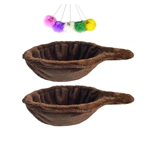 SHENGOCASE 37,1 cm 2er-Pack brauner Nestkorb Liege Hängematte Bett für Katzenbaum Katzenturm Ersatz, 5er-Pack Hängespielzeuge, Katzenbaum-Zubehör, Hängemattenbefestigung (groß, 2 Stück, braun) von SHENGOCASE