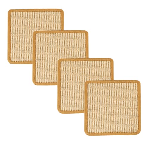 SHENGOCASE 4 Stück 20,1 x 20,1 cm Sisal-Kratzmatte mit Klettbändern für Wand, Couch, Fensterstange, Katzenwandmöbel, Katzenregale von SHENGOCASE