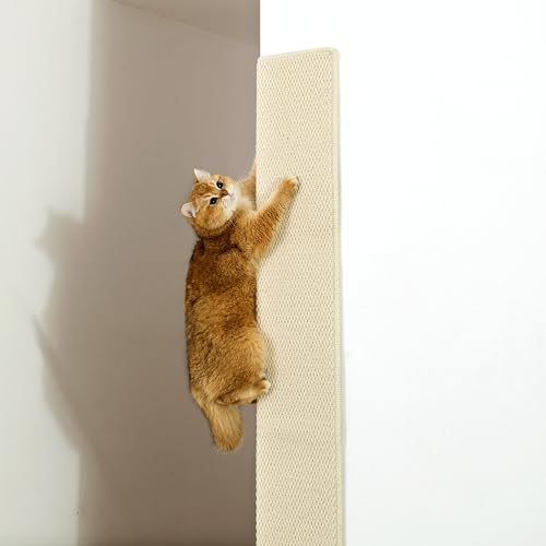 SHENGOCASE Verdickte Katzenwand Ecke Kletterteppich Katzenwand Möbel Wand Eckkratzer Kratzbaum (Creme-Weiß) von SHENGOCASE