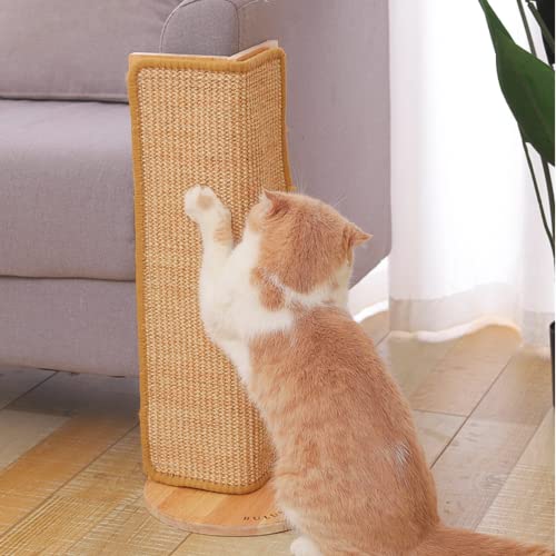 SHENGOCASE Wand Sofa Couch Ecke Katze Sisal Kratzer, Naturholz Unterstützung, Austauschbare Sisal Kratzmatte Kratzbaum von SHENGOCASE