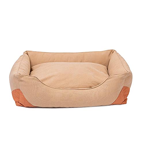 SHENGYAO Kissenmatte Hundekiste Verbesserter Schlaf Haustierbett Sofa Warme Kuschelhütte Katze Hundebett zum Herausnehmen Waschbar,Khaki-35 * 45 * 19cm von SHENGYAO