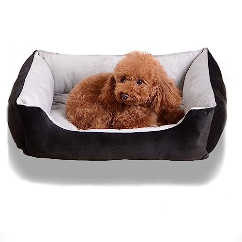 Orthopädisches Hundebett mit Seiten für große mittelgroße Hunde, rechteckig, bequem und atmungsaktiv, L (31,3 x 23,5 x 5,8), Schwarz von SHENJIA