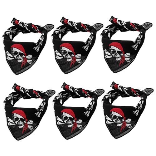 SHERCHPRY 6st Cosplay-piratenbandana Schädel Kopftuch Piraten-Taschentuch Halloween-schädelhut Baumwolltaschentücher Für Männer Totenkopf-bandana Piratenzubehör Für Kinder Hip Hop Schal Mann von SHERCHPRY