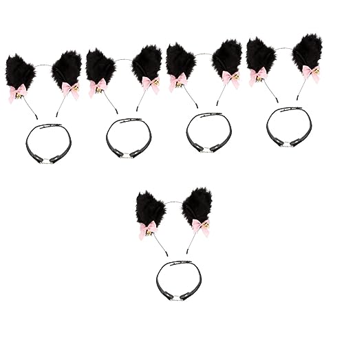 SHERCHPRY Dekoratives Haarband 5 Sets Halsreif Schwarzes Pu Modische Ohrkostüme Karneval Tierdekoration Anhänger Flirten Ausgefallenes Maskeradekleid Schickes Festivalkostüm Fuchshaare Und von SHERCHPRY