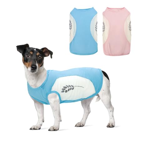 SHAOMIN Kühlshirt für Hunde, 2 Stück, dehnbar, Sommer, kühles Haustier-Sweatshirt, leicht, schnell trocknend, atmungsaktiv, weiche Katzenbekleidung für kleine, mittelgroße und große Rassen, Rosa und von SHIAOMIN