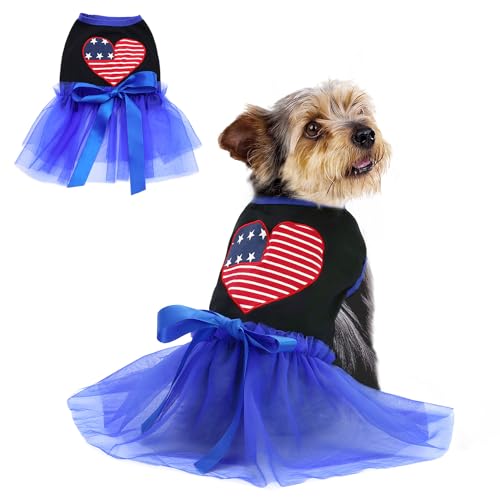 SHIAOMIN Amerikanische Haustierkostüme, USA-Flagge, Hundekleid, Onkel, Sam, Hundekleidung, für den Unabhängigkeitstag, Gedenktag, 4. Juli für kleine Hunde, Kätzchen (Medium) von SHIAOMIN