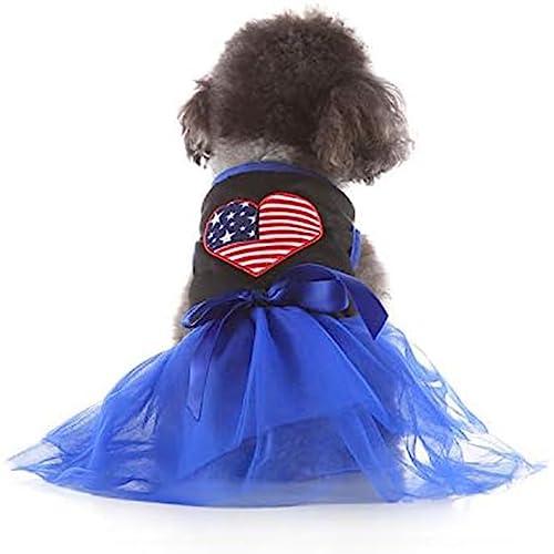 SHIAOMIN Amerikanische Haustierkostüme, USA-Flagge, Hundekleid, Uncle Sam, Hundekleidung für Unabhängigkeitstag, Gedenktag, 4. Juli für kleine Hunde, Kätzchen, Größe L von SHIAOMIN