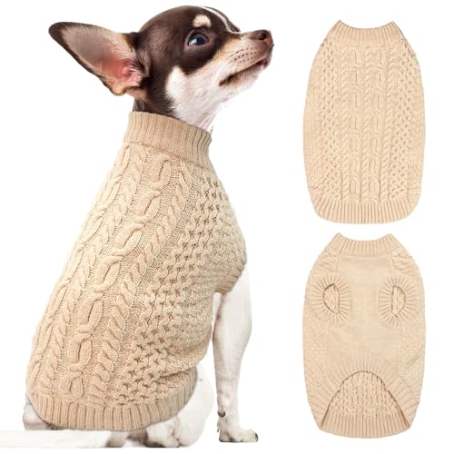 SHIAOMIN Fleece-Hundepullover, warme Haustierkleidung, klassischer Zopfmuster, Hundepullover, Katzenbekleidung, Welpen-Outfits für kleine, mittelgroße Hunde, Katzen, Jungen, Mädchen, Haustiere (Größe von SHIAOMIN